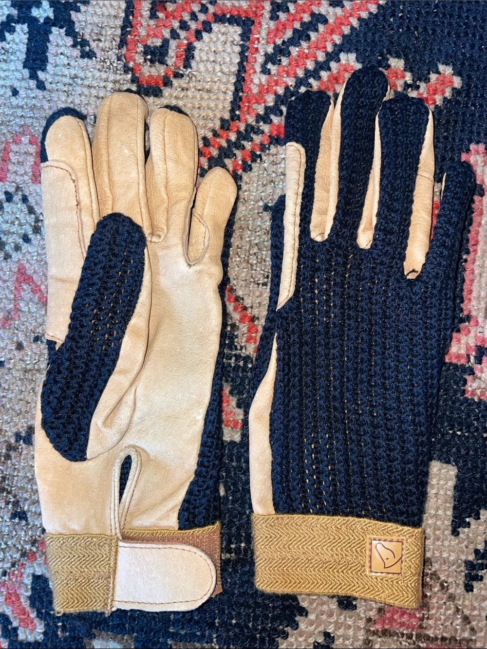 KENSINGTON Equestrian Riding Gloves Leather Crochet S